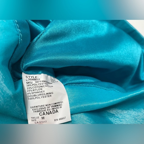 Le Chateau One Shoulder Vibrant Blue Ruched Dress - Picture 8 of 10